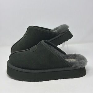UGG Discoquette Slippers Green Suede Sheepskin Mule Womens 6 1153275 STORE MODEL